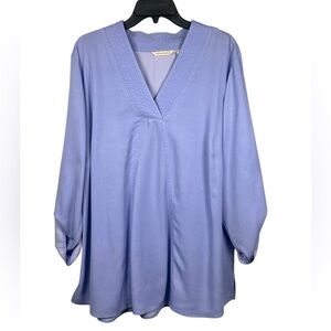 Soft Surroundings Women's Baby Blue‎ Long Sleeve Blouse Tunic Top Size 1X